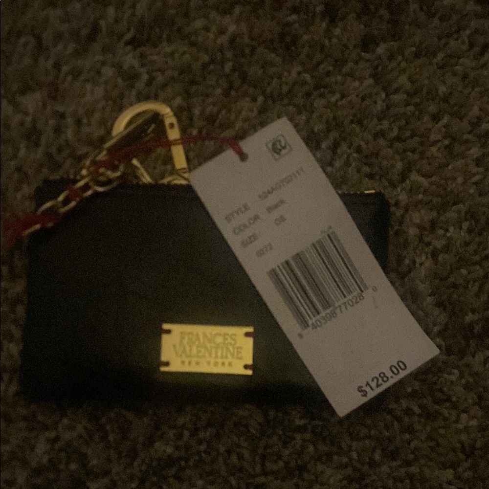 Frances Valentine Black Leather Keychain Pouch
